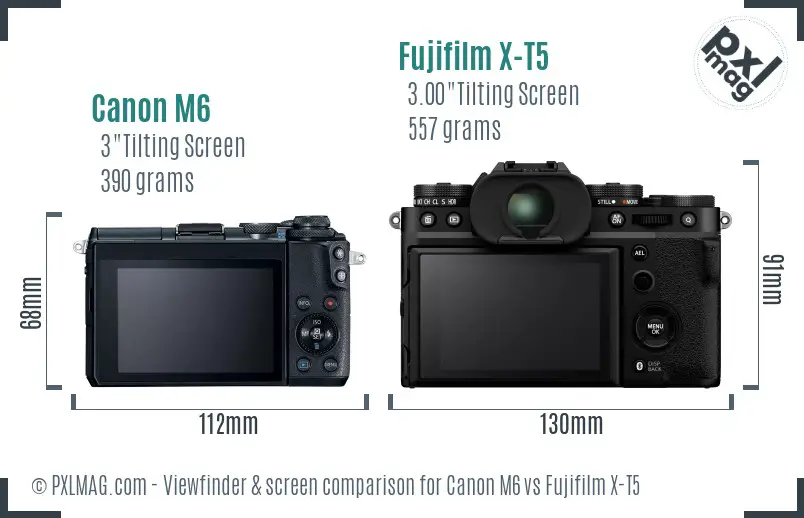 Canon M6 vs Fujifilm X-T5 Screen and Viewfinder comparison