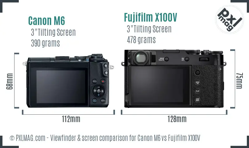 Canon M6 vs Fujifilm X100V Screen and Viewfinder comparison Canon M6 vs Fujifilm X100V Screen and Viewfinder comparison
