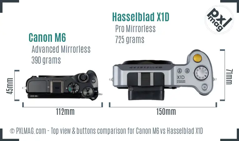 Top view design and control layout of Canon M6 and Hasselblad X1D