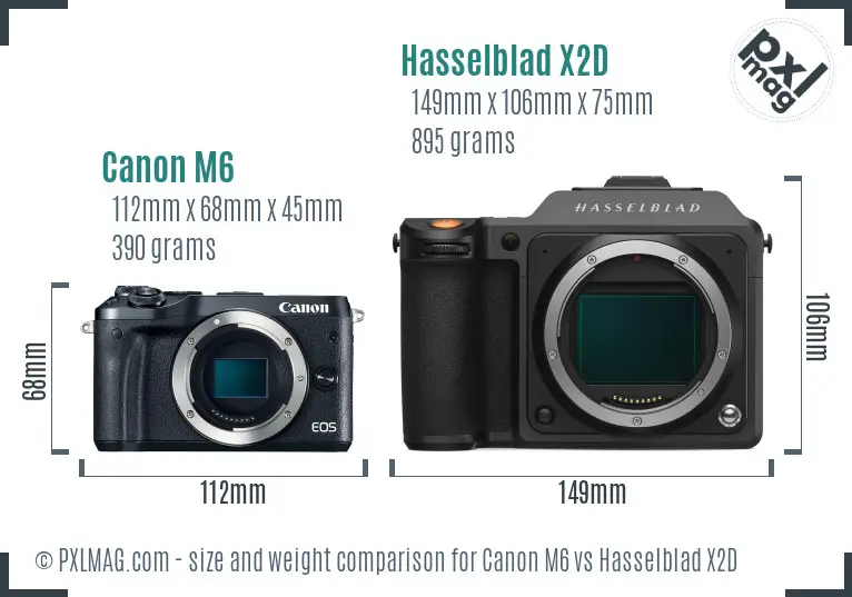 Canon M6 vs Hasselblad X2D size comparison