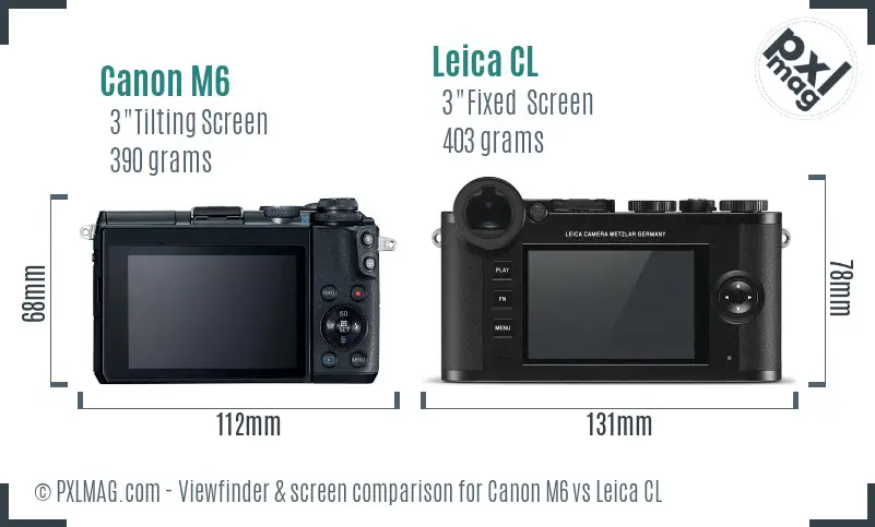 Canon M6 vs Leica CL Screen and Viewfinder comparison