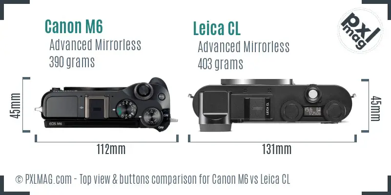 Canon M6 vs Leica CL top view buttons comparison