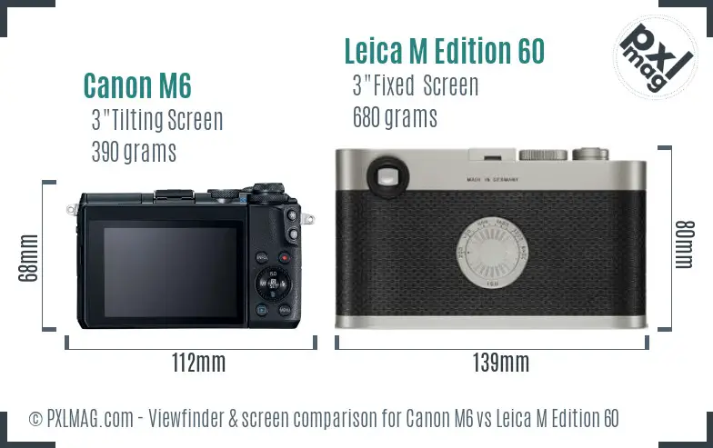 Canon M6 vs Leica M Edition 60 Screen and Viewfinder comparison