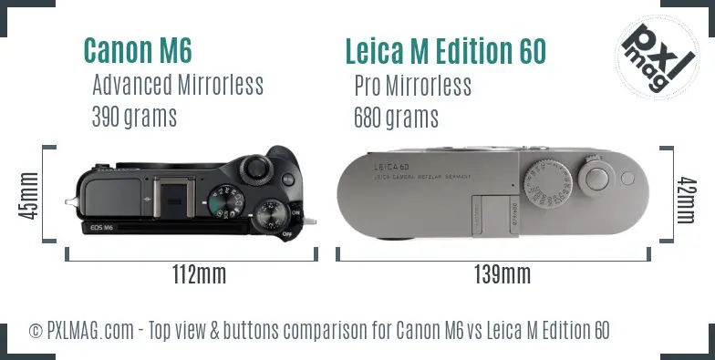 Canon M6 vs Leica M Edition 60 top view buttons comparison