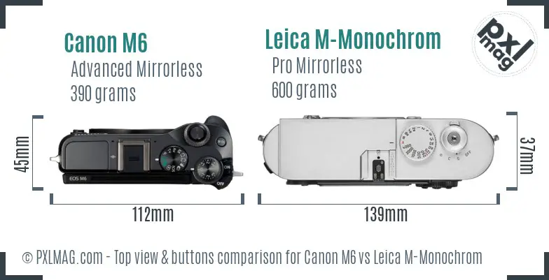 Canon M6 vs Leica M-Monochrom top view buttons comparison