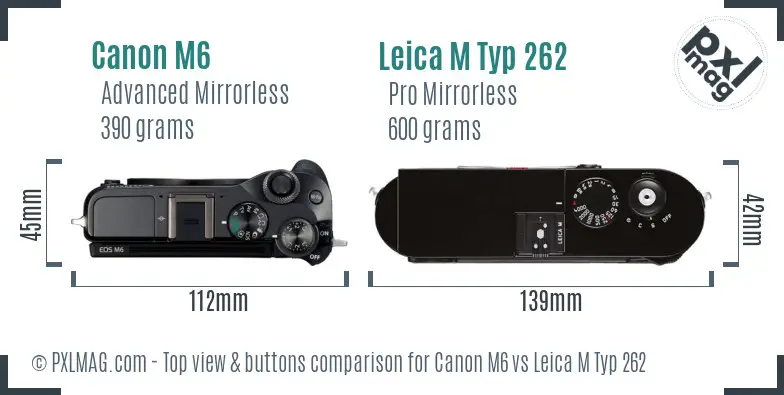 Canon M6 vs Leica M Typ 262 top view buttons comparison