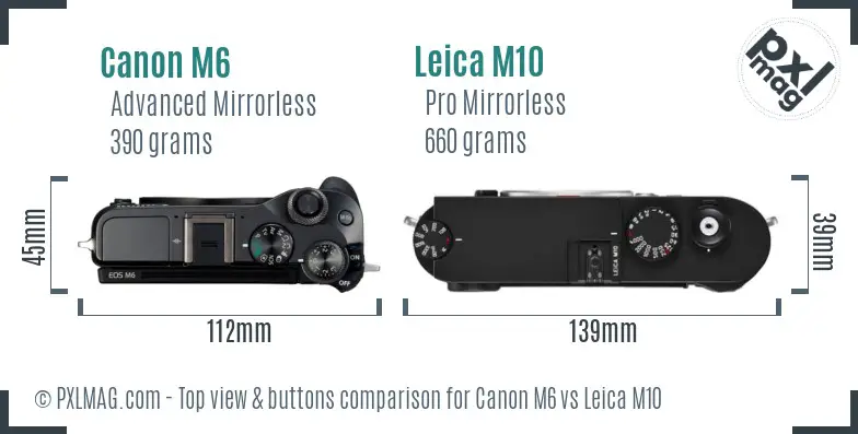 Canon M6 vs Leica M10 top view buttons comparison