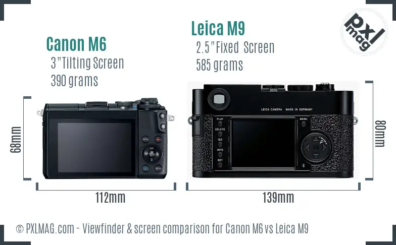 Canon M6 vs Leica M9 Screen and Viewfinder comparison