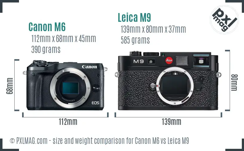 Canon M6 vs Leica M9 size comparison