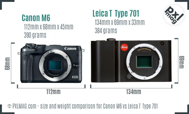 Canon M6 vs Leica T  Type 701 size comparison