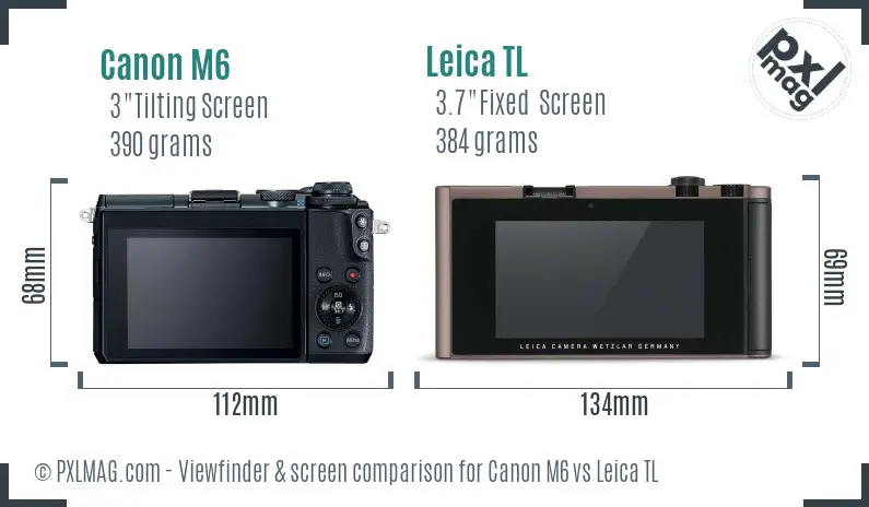Canon M6 vs Leica TL Screen and Viewfinder comparison