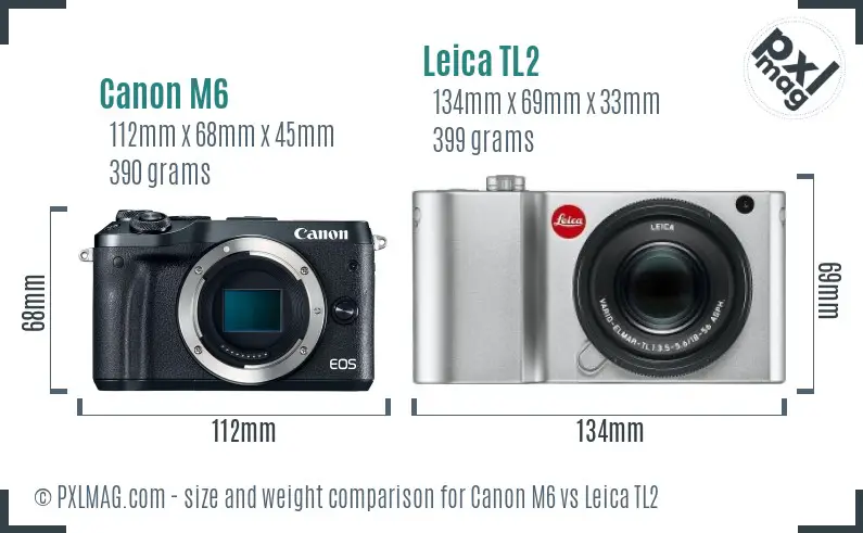 Canon M6 vs Leica TL2 size comparison Canon M6 vs Leica TL2 size comparison