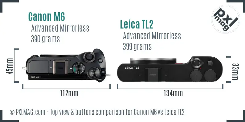 Canon M6 vs Leica TL2 top view buttons comparison Canon M6 vs Leica TL2 top view buttons comparison