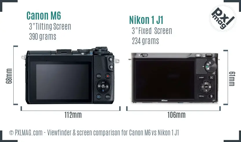 Canon M6 vs Nikon 1 J1 Screen and Viewfinder comparison