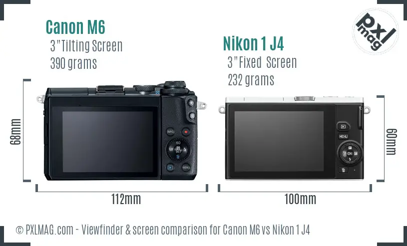 Canon M6 vs Nikon 1 J4 Screen and Viewfinder comparison