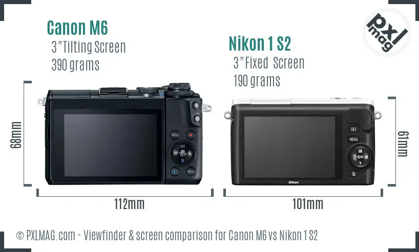 Canon M6 vs Nikon 1 S2 Screen and Viewfinder comparison