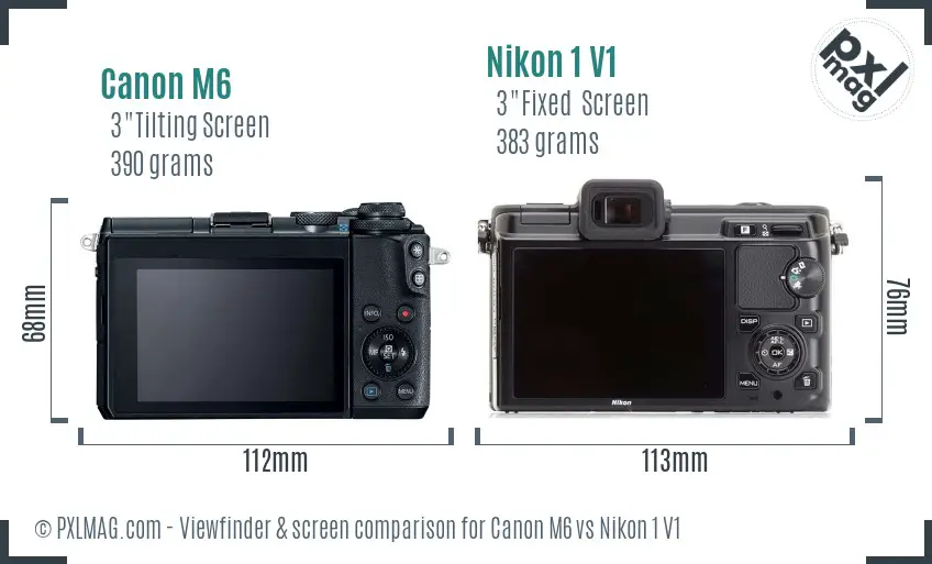 Canon M6 vs Nikon 1 V1 Screen and Viewfinder comparison