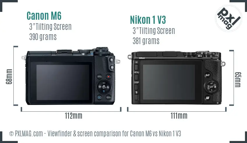 Canon M6 vs Nikon 1 V3 Screen and Viewfinder comparison Canon M6 vs Nikon 1 V3 Screen and Viewfinder comparison