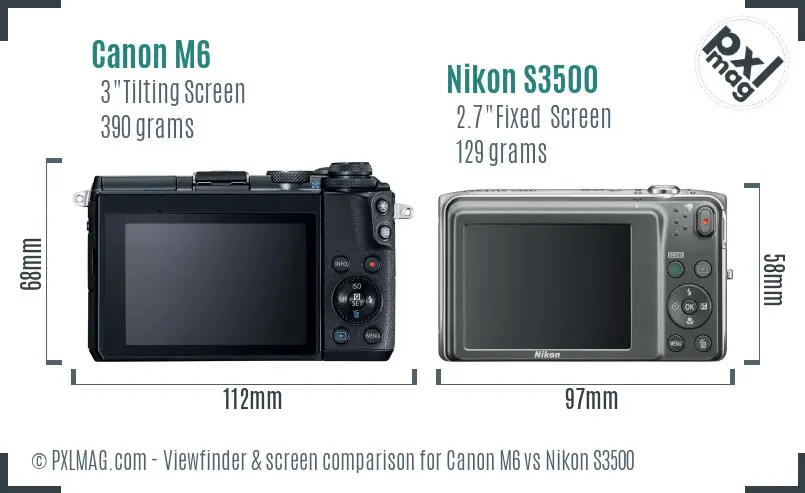 Canon M6 vs Nikon S3500 Screen and Viewfinder comparison