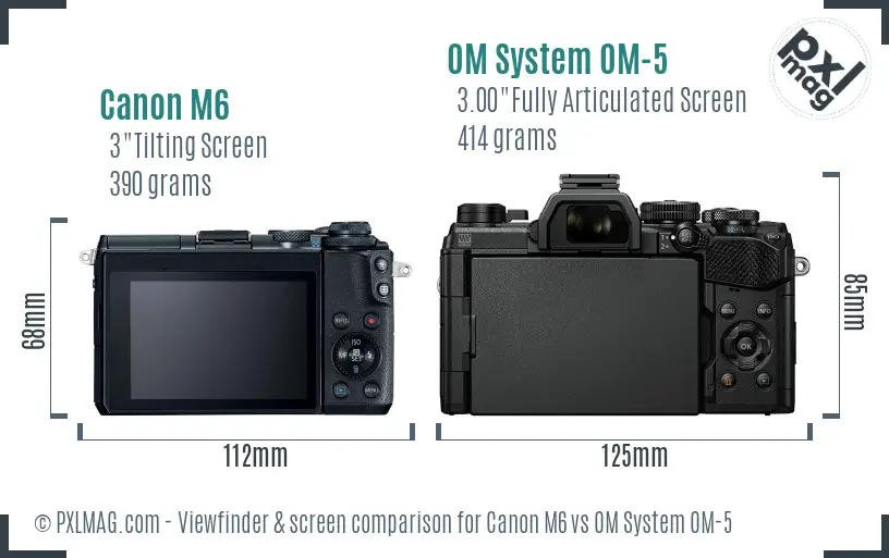 Canon M6 vs OM System OM-5 Screen and Viewfinder comparison Canon M6 vs OM System OM-5 Screen and Viewfinder comparison