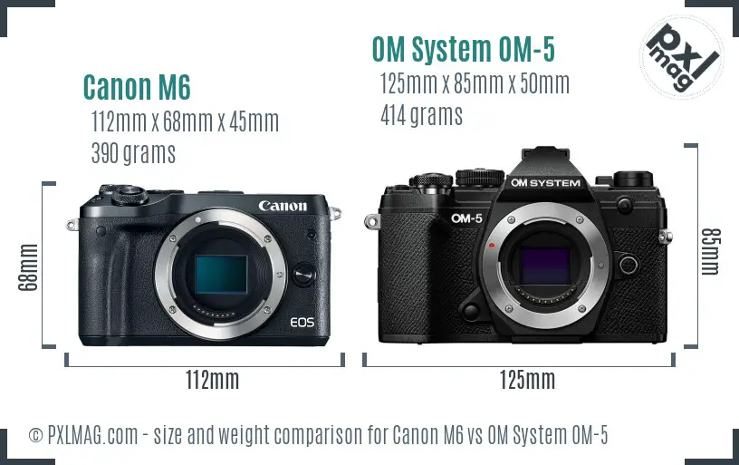 Canon M6 vs OM System OM-5 size comparison Canon M6 vs OM System OM-5 size comparison