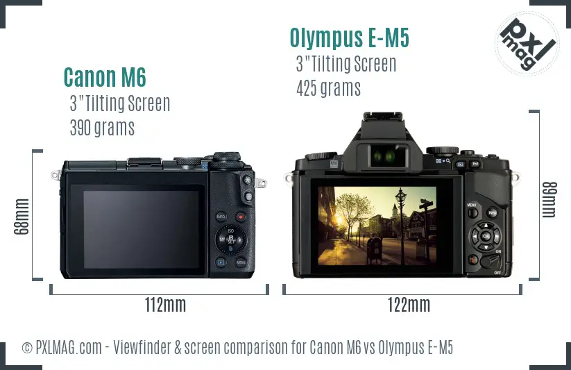 Canon M6 vs Olympus E-M5 Screen and Viewfinder comparison Canon M6 vs Olympus E-M5 Screen and Viewfinder comparison