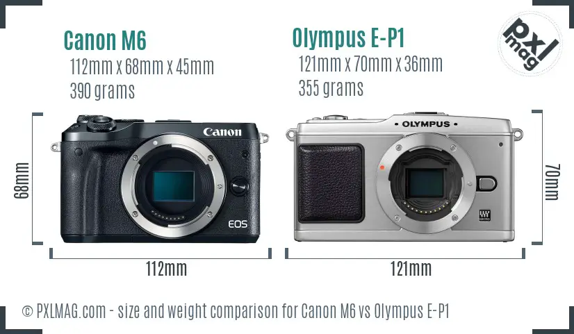 Canon M6 vs Olympus E-P1 size comparison Canon M6 vs Olympus E-P1 size comparison