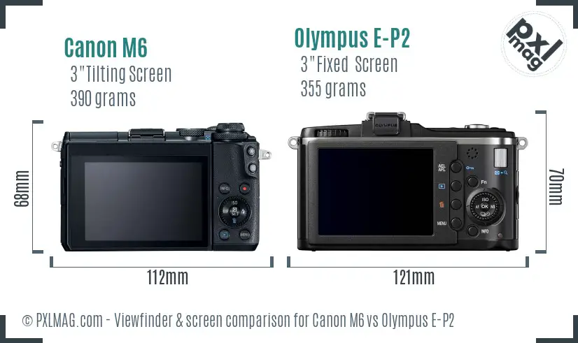 Canon M6 vs Olympus E-P2 Screen and Viewfinder comparison