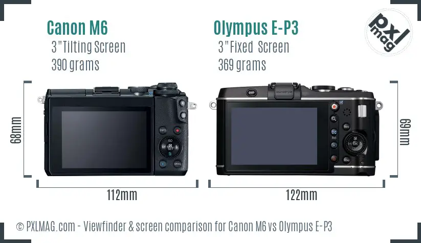 Canon M6 vs Olympus E-P3 Screen and Viewfinder comparison