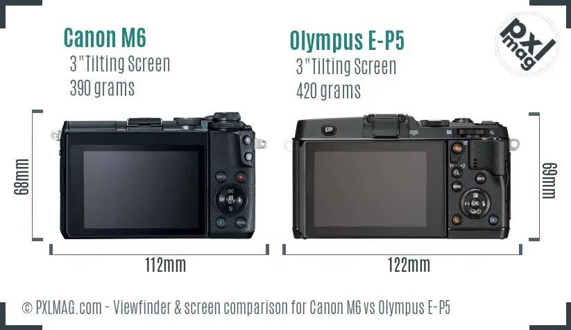 Canon M6 vs Olympus E-P5 Screen and Viewfinder comparison