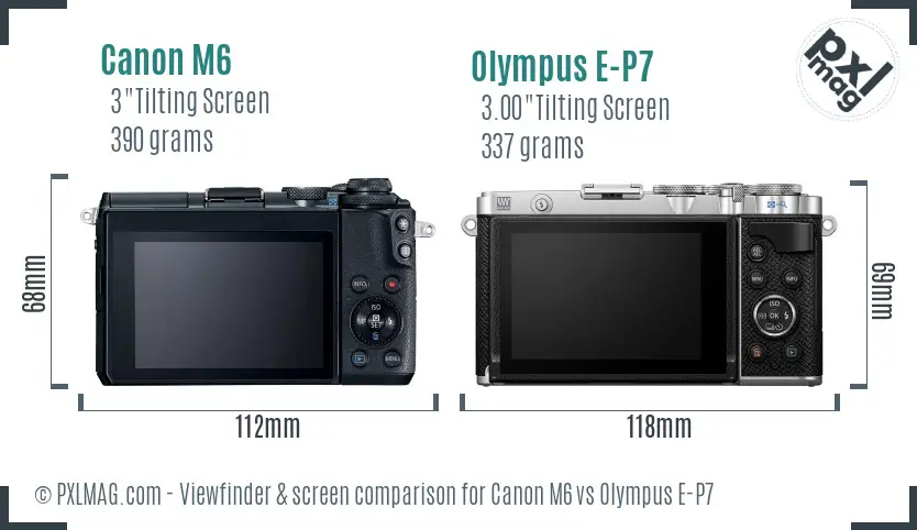 Canon M6 vs Olympus E-P7 Screen and Viewfinder comparison