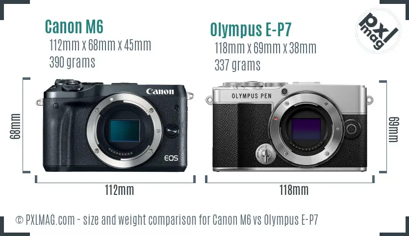 Canon M6 vs Olympus E-P7 size comparison