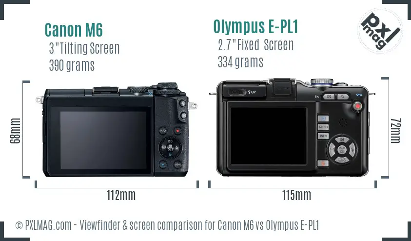 Canon M6 vs Olympus E-PL1 Screen and Viewfinder comparison