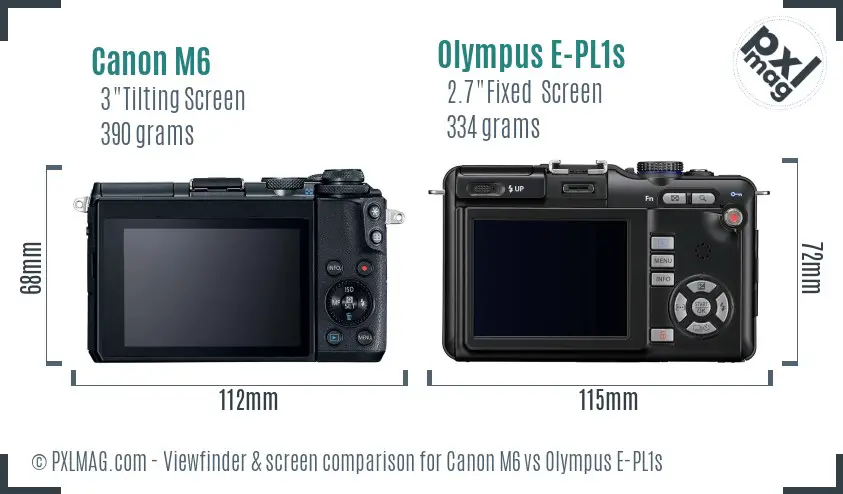 Canon M6 vs Olympus E-PL1s Screen and Viewfinder comparison