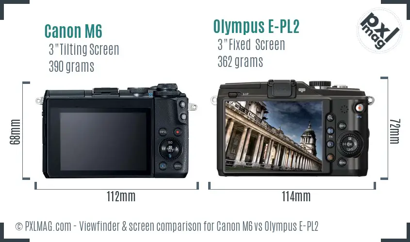 Canon M6 vs Olympus E-PL2 Screen and Viewfinder comparison