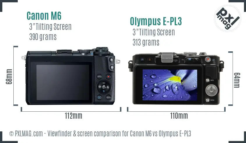 Canon M6 vs Olympus E-PL3 Screen and Viewfinder comparison