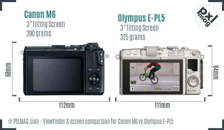 Canon M6 vs Olympus E-PL5 Screen and Viewfinder comparison Canon M6 vs Olympus E-PL5 Screen and Viewfinder comparison
