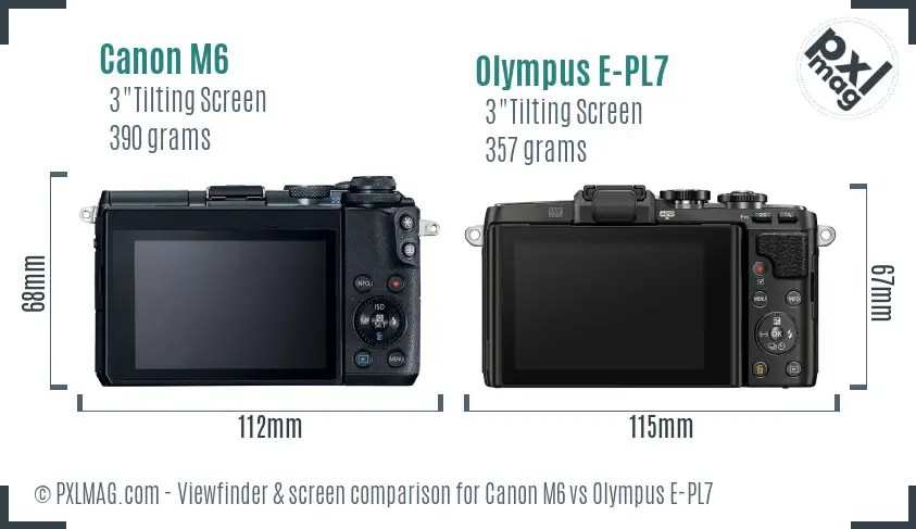 Canon M6 vs Olympus E-PL7 Screen and Viewfinder comparison