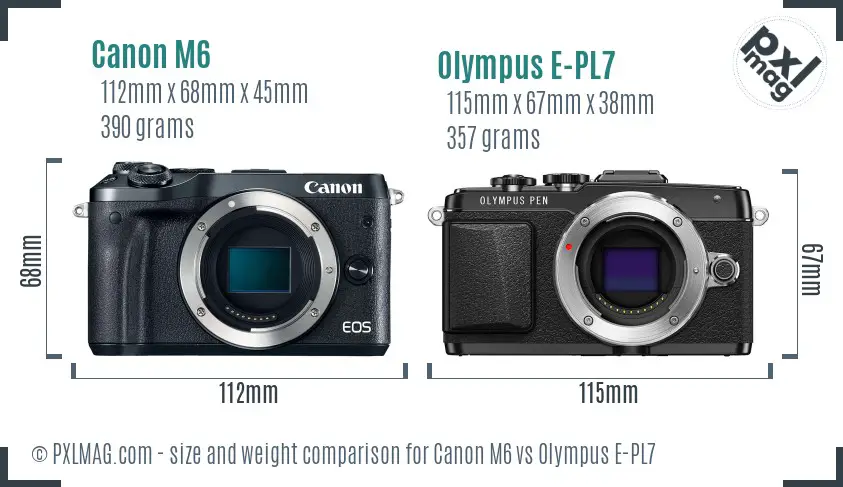 Canon M6 vs Olympus E-PL7 size comparison