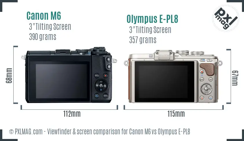 Canon M6 vs Olympus E-PL8 Screen and Viewfinder comparison