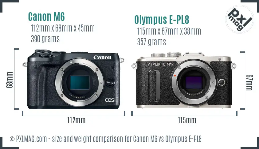 Canon M6 vs Olympus E-PL8 size comparison