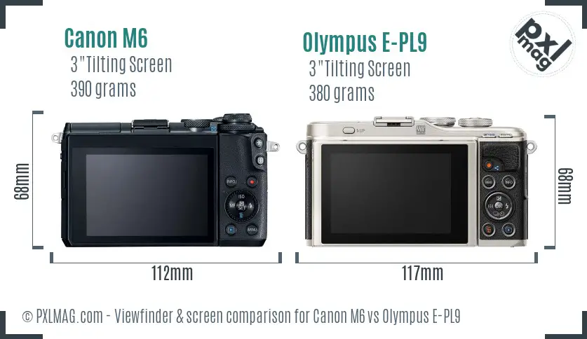 Canon M6 vs Olympus E-PL9 Screen and Viewfinder comparison