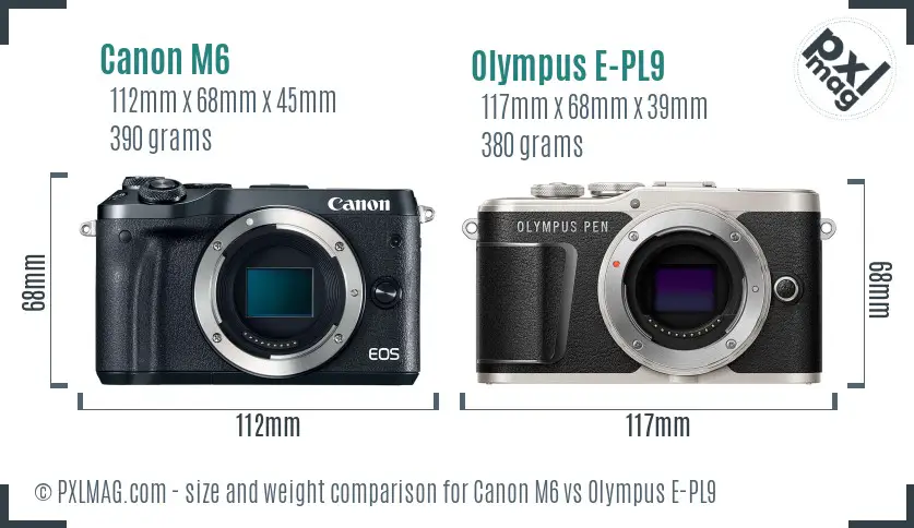 Canon M6 vs Olympus E-PL9 size comparison