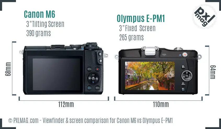 Canon M6 vs Olympus E-PM1 Screen and Viewfinder comparison