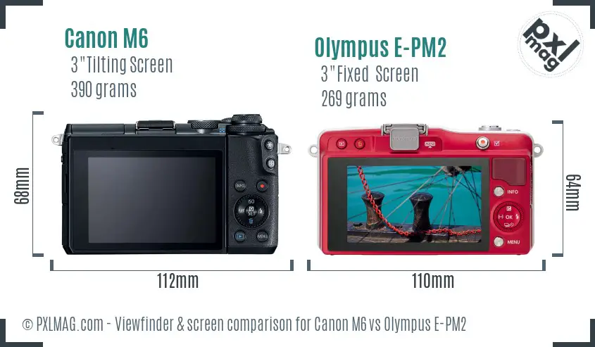 Canon M6 vs Olympus E-PM2 Screen and Viewfinder comparison