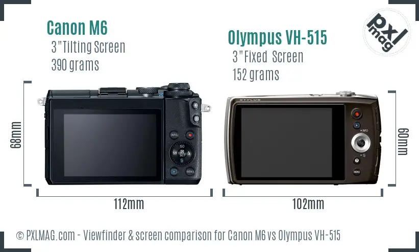 Canon M6 vs Olympus VH-515 Screen and Viewfinder comparison