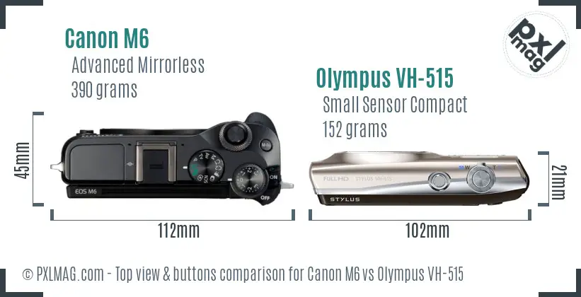 Canon M6 vs Olympus VH-515 top view buttons comparison