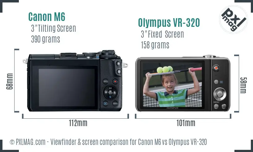 Canon M6 vs Olympus VR-320 Screen and Viewfinder comparison