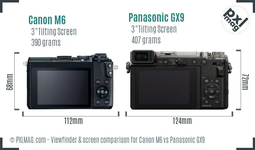 Canon M6 vs Panasonic GX9 Screen and Viewfinder comparison