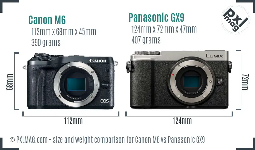 Canon M6 vs Panasonic GX9 size comparison